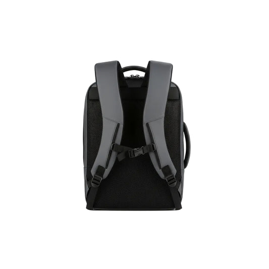 Side view of men’s laptop backpack showing slim design and large capacity storage