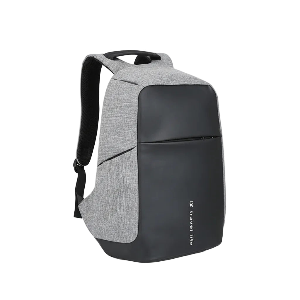 Slim side profile of laptop backpack showing compact design and modern look