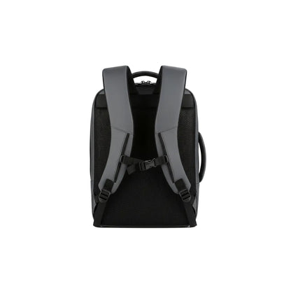 Side view of men’s laptop backpack showing slim design and large capacity storage