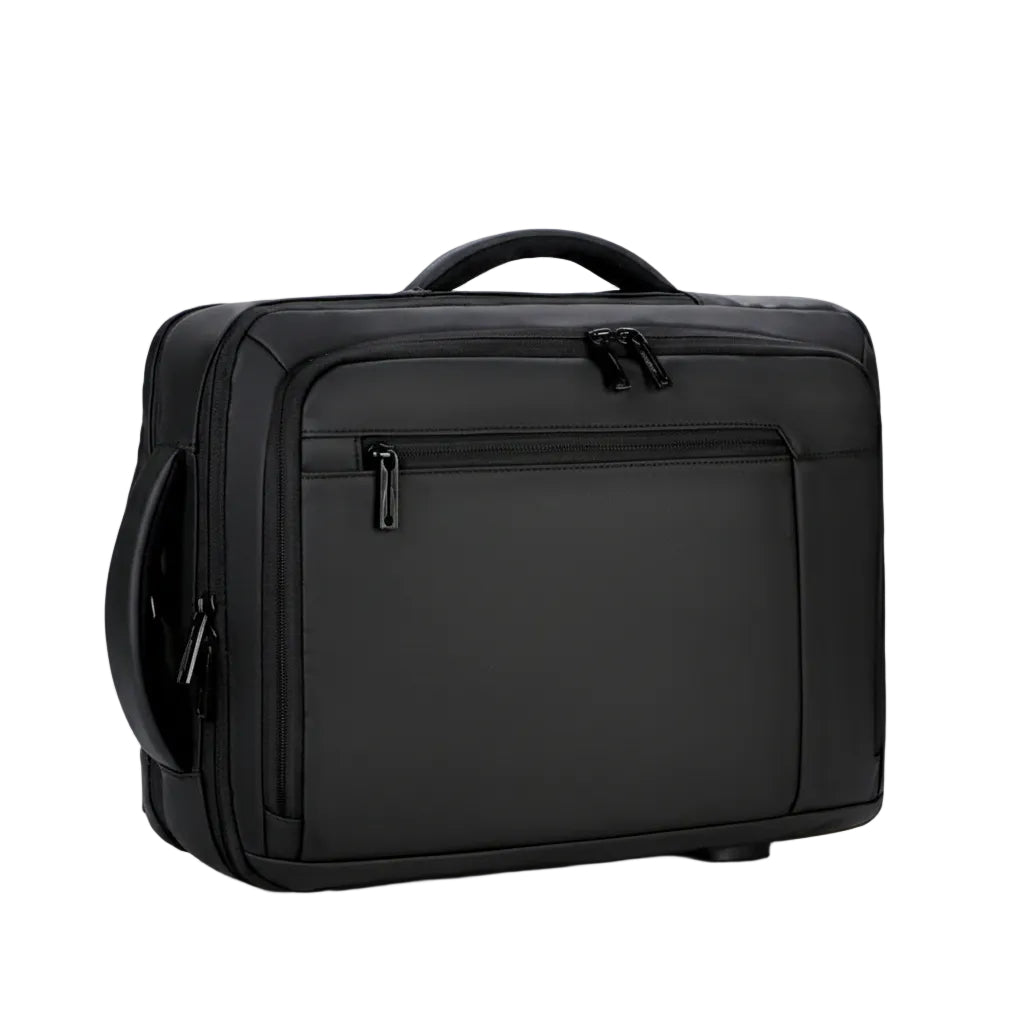 Man using business travel backpack outdoors for work and daily commute