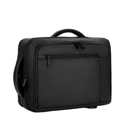 Man using business travel backpack outdoors for work and daily commute